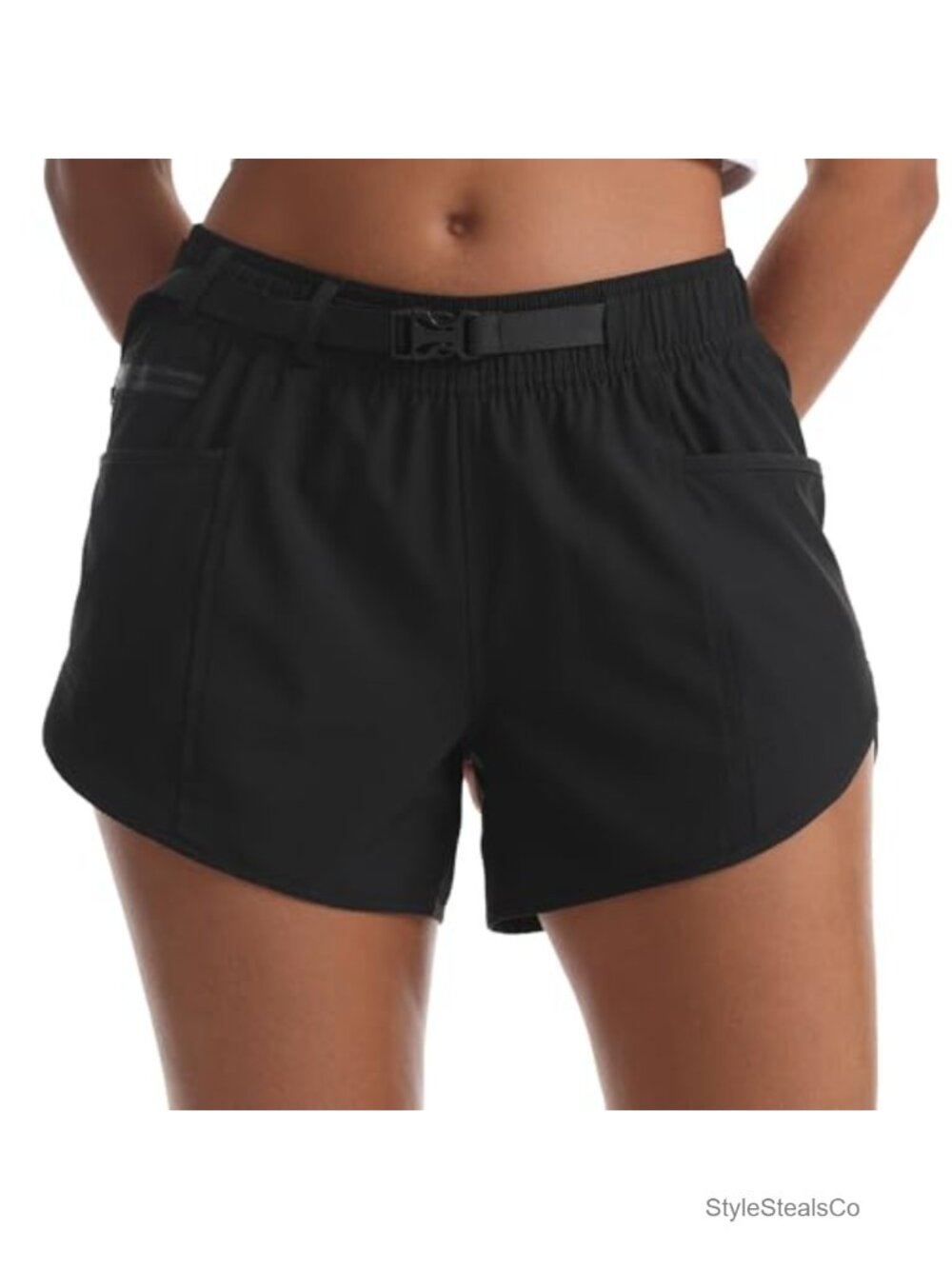 Women's Running Shorts with Liner 2 Side Pockets Zipper Pocket Quick-Release